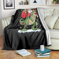 Funny Dinosaur Christmas Santa Claus Riding Dino Throw Blanket - Wonder Print Shop