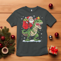 Funny Dinosaur Christmas Santa Claus Riding Dino T Shirt - Wonder Print Shop