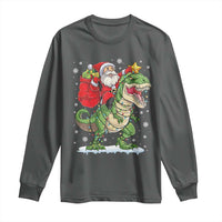Funny Dinosaur Christmas Santa Claus Riding Dino Long Sleeve Shirt - Wonder Print Shop