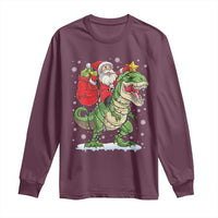 Funny Dinosaur Christmas Santa Claus Riding Dino Long Sleeve Shirt - Wonder Print Shop