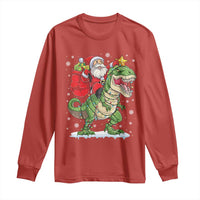 Funny Dinosaur Christmas Santa Claus Riding Dino Long Sleeve Shirt - Wonder Print Shop