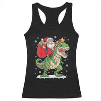 Funny Dinosaur Christmas Santa Claus Riding Dino Racerback Tank Top - Wonder Print Shop