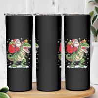 Funny Dinosaur Christmas Santa Claus Riding Dino Skinny Tumbler - Wonder Print Shop