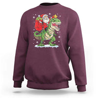 Funny Dinosaur Christmas Santa Claus Riding Dino Sweatshirt - Wonder Print Shop