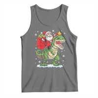 Funny Dinosaur Christmas Santa Claus Riding Dino Tank Top - Wonder Print Shop