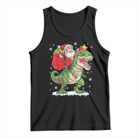 Funny Dinosaur Christmas Santa Claus Riding Dino Tank Top - Wonder Print Shop