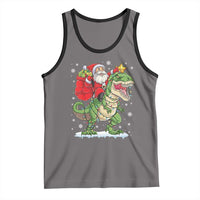 Funny Dinosaur Christmas Santa Claus Riding Dino Tank Top - Wonder Print Shop