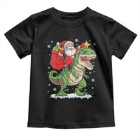 Funny Dinosaur Christmas Santa Claus Riding Dino Toddler T Shirt - Wonder Print Shop