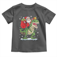 Funny Dinosaur Christmas Santa Claus Riding Dino Toddler T Shirt - Wonder Print Shop