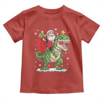 Funny Dinosaur Christmas Santa Claus Riding Dino Toddler T Shirt - Wonder Print Shop
