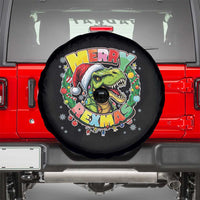 Funny Christmas Dinosaur Spare Tire Cover Merry Rexmas Dino Xmas Wreath - Wonder Print Shop