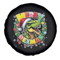 Funny Christmas Dinosaur Spare Tire Cover Merry Rexmas Dino Xmas Wreath - Wonder Print Shop