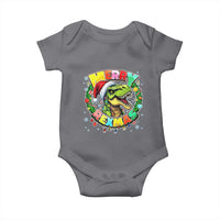 Funny Christmas Dinosaur Baby Onesie Merry Rexmas Dino Xmas Wreath - Wonder Print Shop