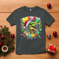 Funny Christmas Dinosaur T Shirt Merry Rexmas Dino Xmas Wreath - Wonder Print Shop