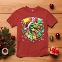 Funny Christmas Dinosaur T Shirt Merry Rexmas Dino Xmas Wreath - Wonder Print Shop