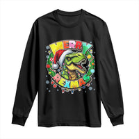 Funny Christmas Dinosaur Long Sleeve Shirt Merry Rexmas Dino Xmas Wreath - Wonder Print Shop
