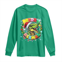 Funny Christmas Dinosaur Long Sleeve Shirt Merry Rexmas Dino Xmas Wreath - Wonder Print Shop