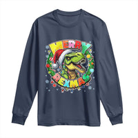 Funny Christmas Dinosaur Long Sleeve Shirt Merry Rexmas Dino Xmas Wreath - Wonder Print Shop
