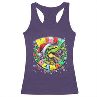 Funny Christmas Dinosaur Racerback Tank Top Merry Rexmas Dino Xmas Wreath - Wonder Print Shop
