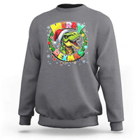 Funny Christmas Dinosaur Sweatshirt Merry Rexmas Dino Xmas Wreath - Wonder Print Shop