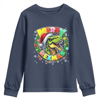 Funny Christmas Dinosaur Youth Sweatshirt Merry Rexmas Dino Xmas Wreath - Wonder Print Shop