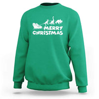 Funny Xmas Dinosaur Sweatshirt Merry Christmas Dino Santa's Sleigh - Wonder Print Shop