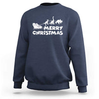 Funny Xmas Dinosaur Sweatshirt Merry Christmas Dino Santa's Sleigh - Wonder Print Shop