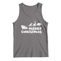 Funny Xmas Dinosaur Tank Top Merry Christmas Dino Santa's Sleigh - Wonder Print Shop