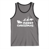 Funny Xmas Dinosaur Tank Top Merry Christmas Dino Santa's Sleigh - Wonder Print Shop