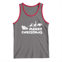 Funny Xmas Dinosaur Tank Top Merry Christmas Dino Santa's Sleigh - Wonder Print Shop