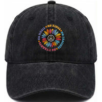 No Kings No Fascists No Tyrants No Nazis Washed Cotton Baseball Cap Peace Floral Sunflower