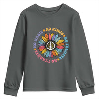 No Kings No Fascists No Tyrants No Nazis Youth Sweatshirt Peace Floral Sunflower - Wonder Print Shop