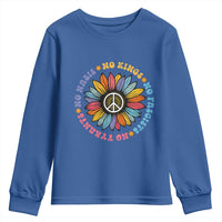 No Kings No Fascists No Tyrants No Nazis Youth Sweatshirt Peace Floral Sunflower - Wonder Print Shop