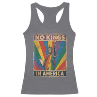 Funny No Kings In America LGBT Racerback Tank Top Retro Statue Of Liberty - Wonder Print Shop
