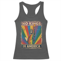 Funny No Kings In America LGBT Racerback Tank Top Retro Statue Of Liberty - Wonder Print Shop