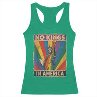 Funny No Kings In America LGBT Racerback Tank Top Retro Statue Of Liberty - Wonder Print Shop