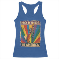 Funny No Kings In America LGBT Racerback Tank Top Retro Statue Of Liberty - Wonder Print Shop