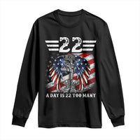 Veteran Suicide Awareness Long Sleeve Shirt 22 A Day Is 22 Too Many Vintage American Flag - Wonder Print Shop