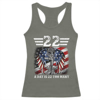 Veteran Suicide Awareness Racerback Tank Top 22 A Day Is 22 Too Many Vintage American Flag - Wonder Print Shop