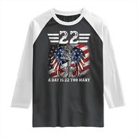 Veteran Suicide Awareness Raglan Shirt 22 A Day Is 22 Too Many Vintage American Flag - Wonder Print Shop