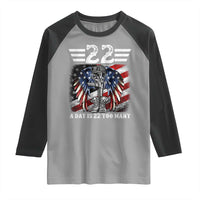 Veteran Suicide Awareness Raglan Shirt 22 A Day Is 22 Too Many Vintage American Flag - Wonder Print Shop