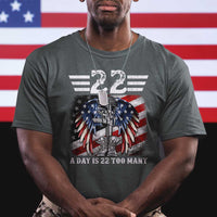 Veteran Suicide Awareness T Shirt 22 A Day Is 22 Too Many Vintage American Flag - Wonder Print Shop