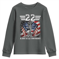 Veteran Suicide Awareness Youth Sweatshirt 22 A Day Is 22 Too Many Vintage American Flag - Wonder Print Shop