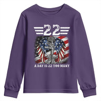 Veteran Suicide Awareness Youth Sweatshirt 22 A Day Is 22 Too Many Vintage American Flag - Wonder Print Shop