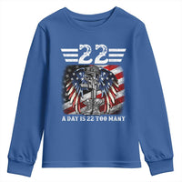 Veteran Suicide Awareness Youth Sweatshirt 22 A Day Is 22 Too Many Vintage American Flag - Wonder Print Shop