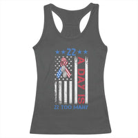 Veteran Suicide Awareness Racerback Tank Top 22 A Day Is 22 Too Many American Flag - Wonder Print Shop