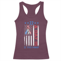 Veteran Suicide Awareness Racerback Tank Top 22 A Day Is 22 Too Many American Flag - Wonder Print Shop