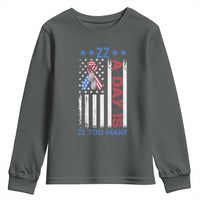 Veteran Suicide Awareness Youth Sweatshirt 22 A Day Is 22 Too Many American Flag - Wonder Print Shop