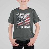 Combat Medic Veteran T Shirt For Kid Medical Military Soldier Vintage American Flag - Wonder Print Shop
