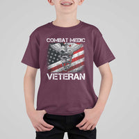 Combat Medic Veteran T Shirt For Kid Medical Military Soldier Vintage American Flag - Wonder Print Shop